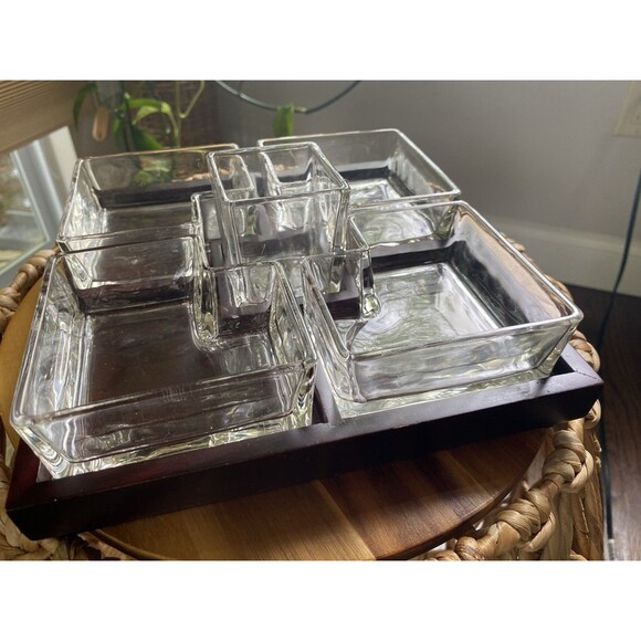 Red Envelope Square Cubist Appetizer & Hors d'Oeuvres Serving Tray 9 1/2” - Picture 6 of 10